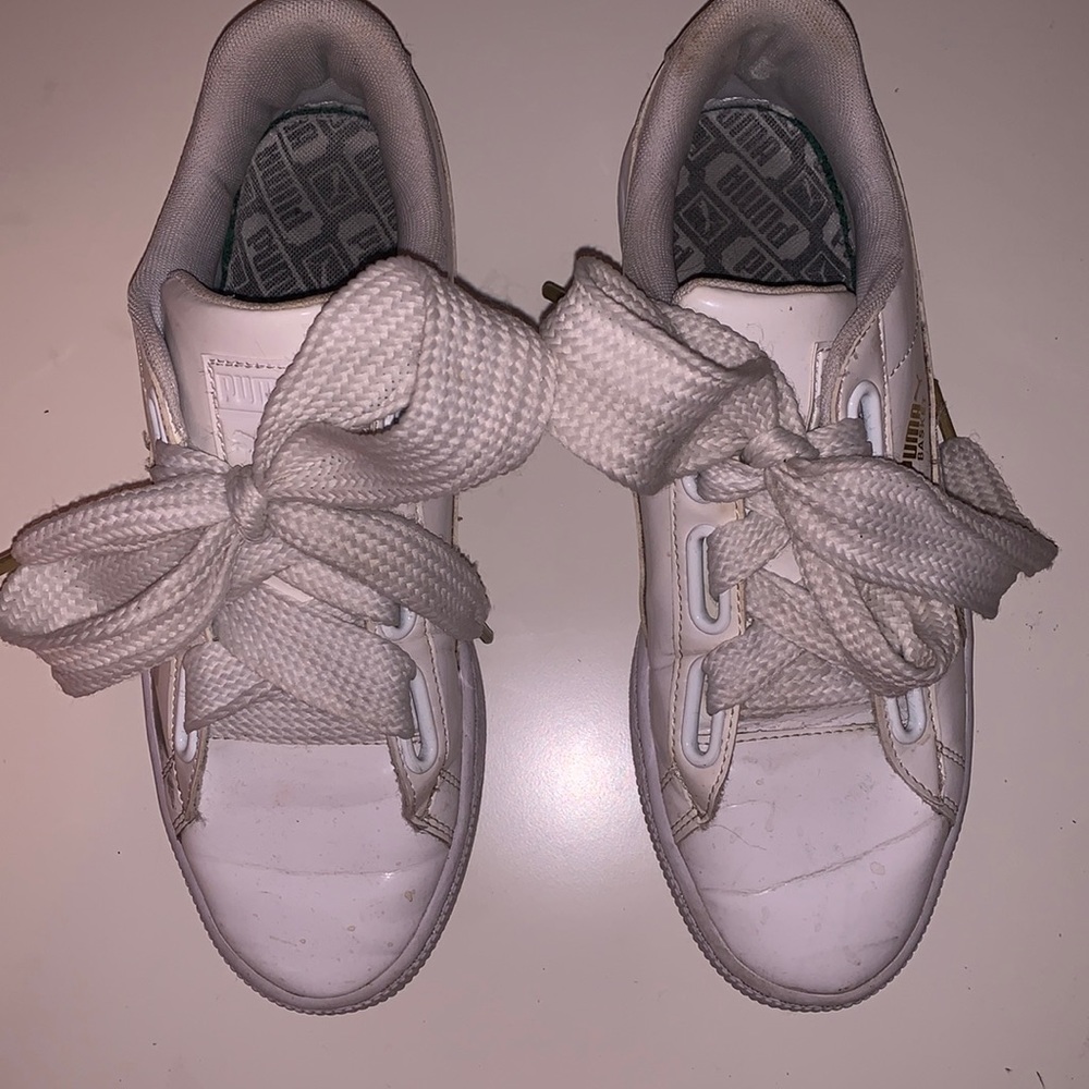 White Puma Bow Sneakers